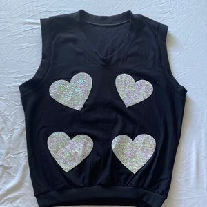 Women Vest with sequins hearts